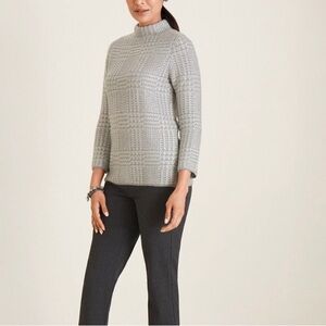 New Chico's Metallic Plaid Zip-Back Mock-Neck Sweater 4/ XXL